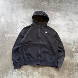 Nike Black Basic full zip hooded blank sweatshirt size tagged m super clean